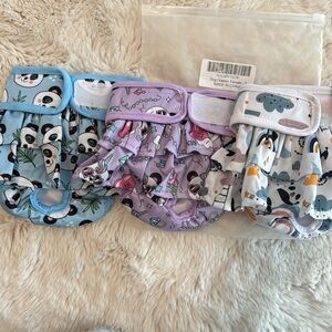 3 Dog Diapers Female Small Ruffled.